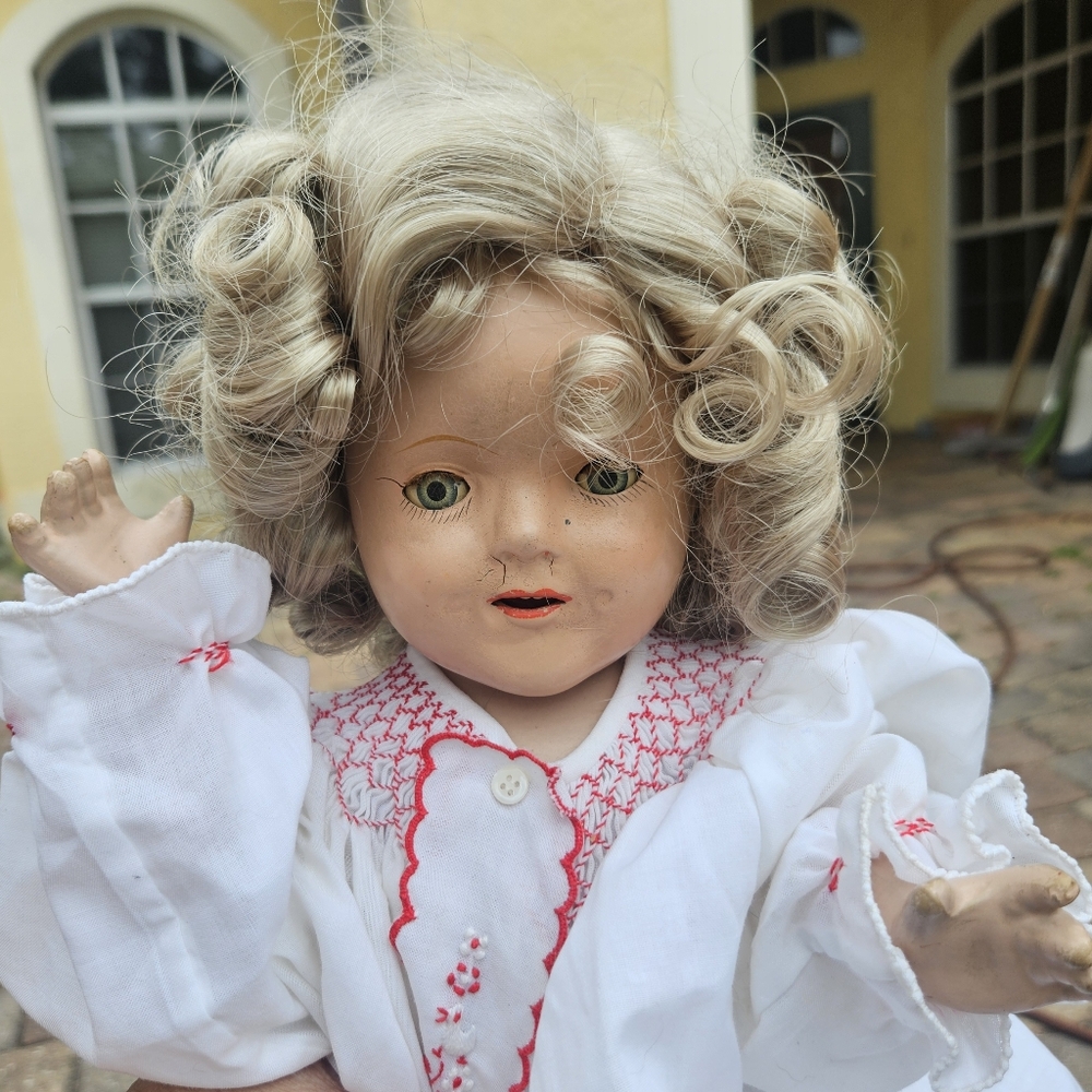 Shirley Temple Doll, Bisque 1930's Shirley Temple Doll